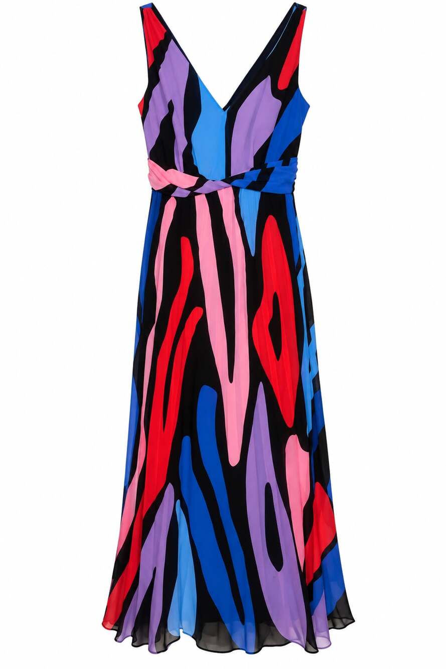 Donna Morgan Maxi Dress Size 6 Multi Color Pleated